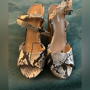 Express snake skin wedge sandals